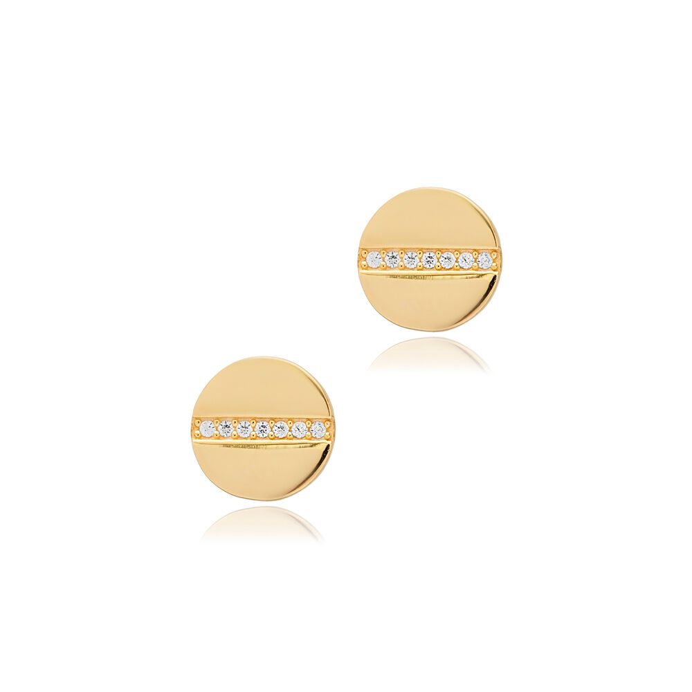 CZ Round Design 925 Silver Stud Earrings