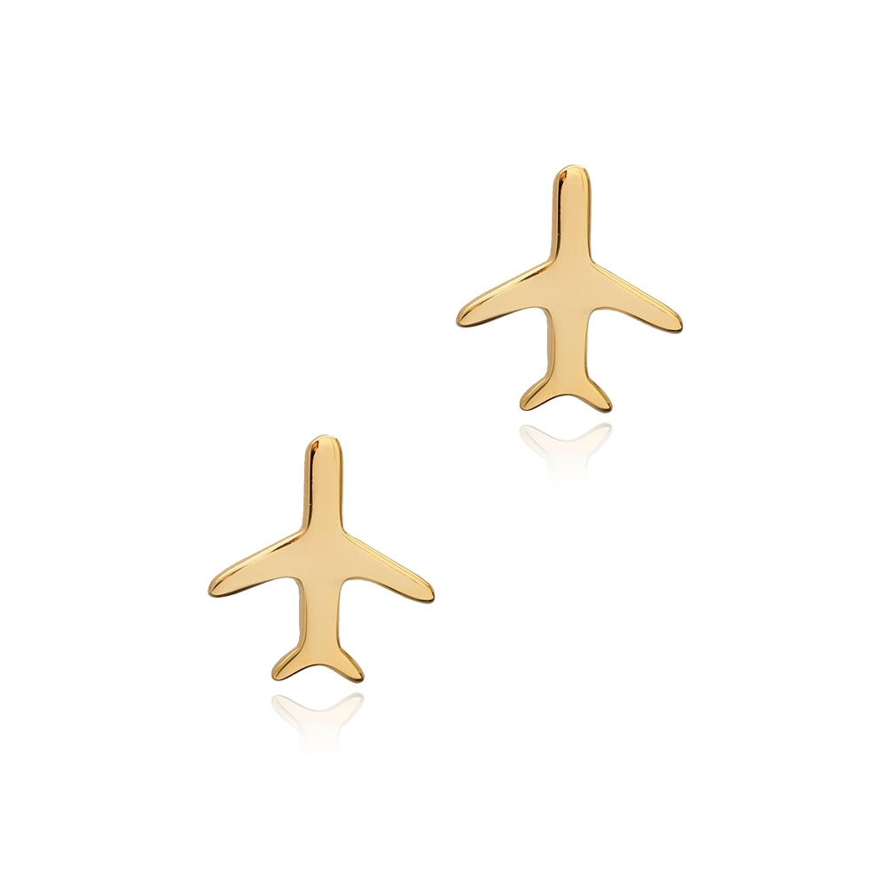 Plain Plane Design Wholesale 925 Sterling Silver Stud Earrings