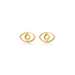 Minimalist Evil Eye Design Plain Silver Stud Earring Jewelry