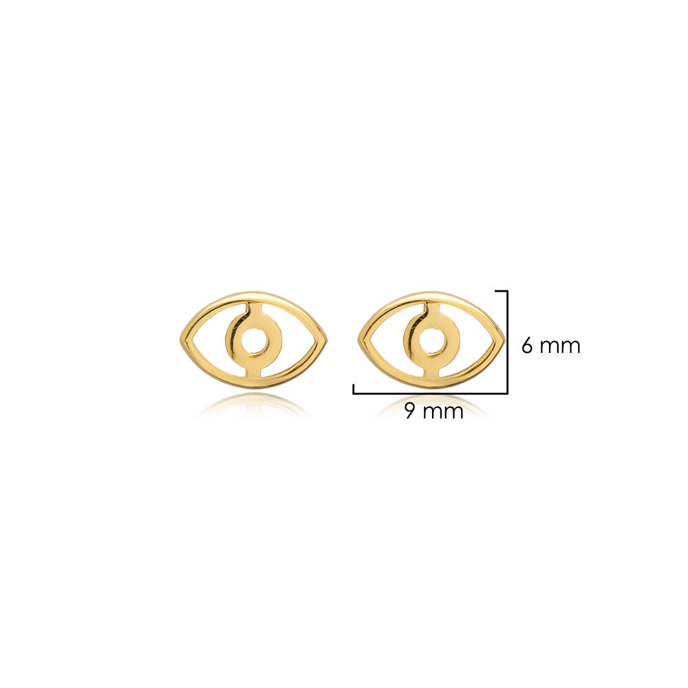 Minimalist Evil Eye Design Plain Silver Stud Earring Jewelry