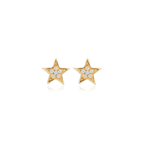 Star Design CZ Stone Silver Stud Earring Wholesale Jewelry