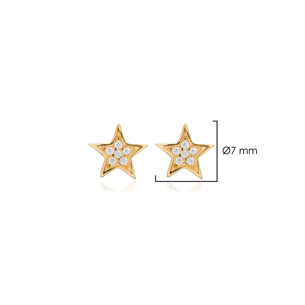 Star Design CZ Stone Silver Stud Earring Wholesale Jewelry