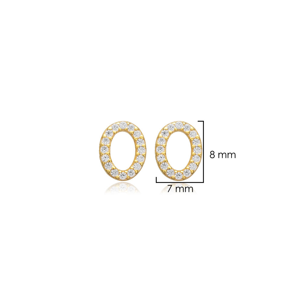 Oval Design Cz Stone Silver Wholesale Jewelry Stud Earring