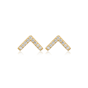 Minimalist V Design Cz Silver Wholesale Jewelry Stud Earring