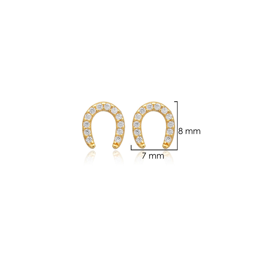 Horseshoe Design Cz Silver Wholesale Jewelry Stud Earring