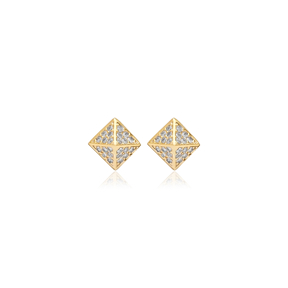 Pyramid Design Cz Silver Wholesale Jewelry Stud Earring