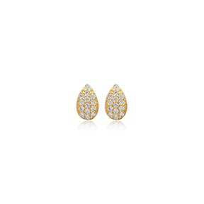 Pear Drop Design Cz Silver Wholesale Jewelry Stud Earring