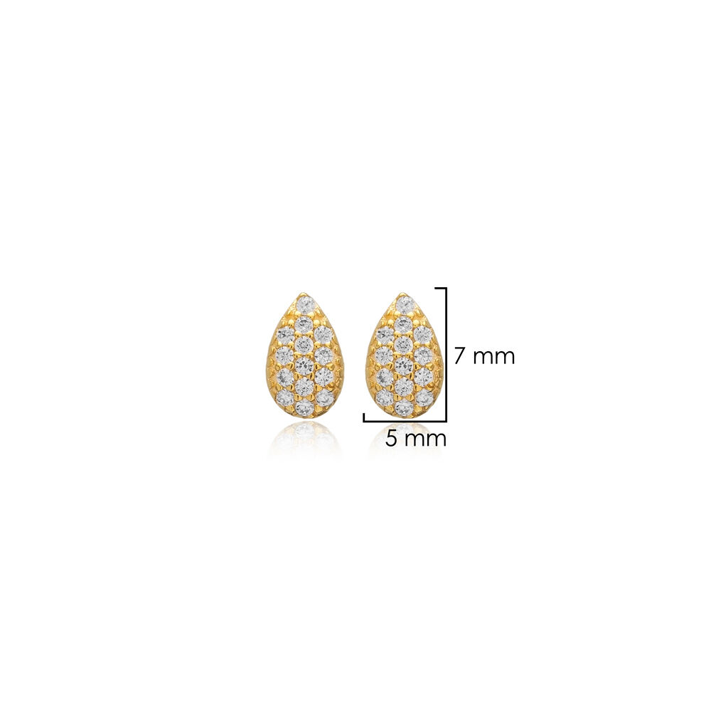 Pear Drop Design Cz Silver Wholesale Jewelry Stud Earring