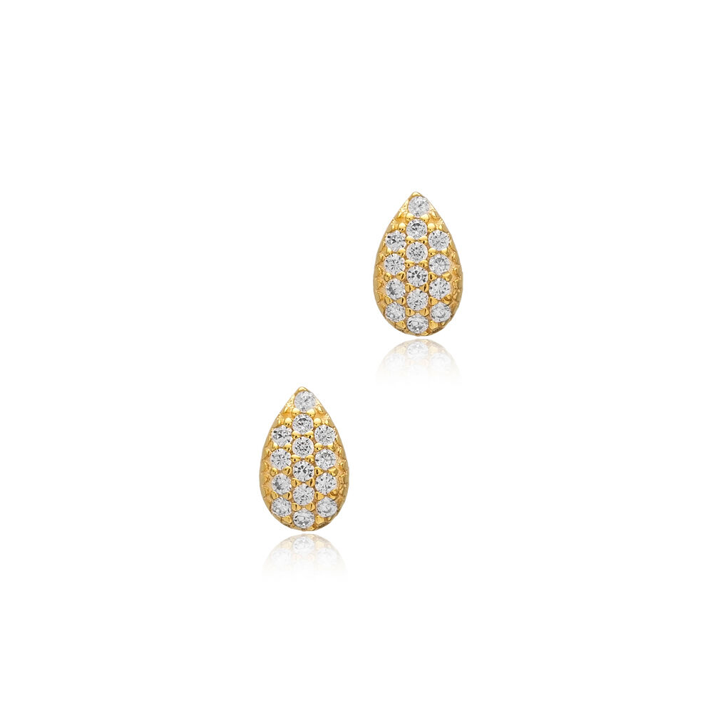 Pear Drop Design Cz Silver Wholesale Jewelry Stud Earring