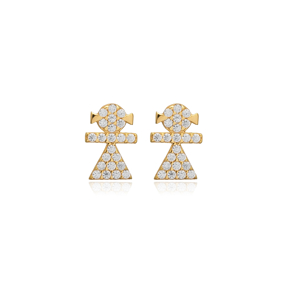 Girl Design Cute Cz Silver Jewelry Stud Earring Jewelry