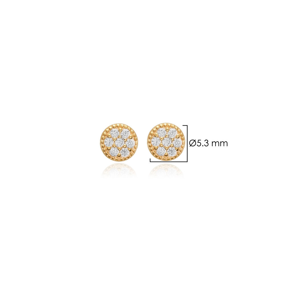 Round Design Minimalist Stud Earrings Silver Jewelry