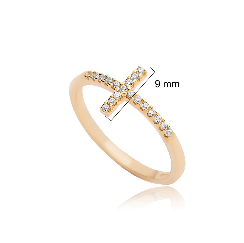 Cross Design CZ Stone Cluster Ring 925 Sterling Silver Jewelry