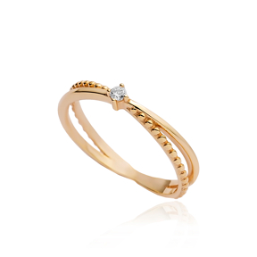 Dainty Design Tiny CZ Stone Double Ring Handmade Jewelry