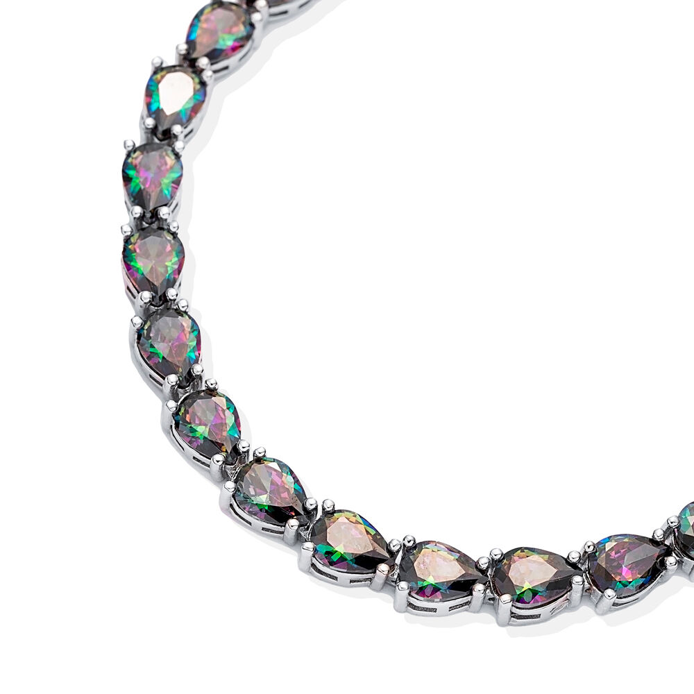 Pear Shape Mystic Topaz Stone Sterling Silver Tennis Bracelet