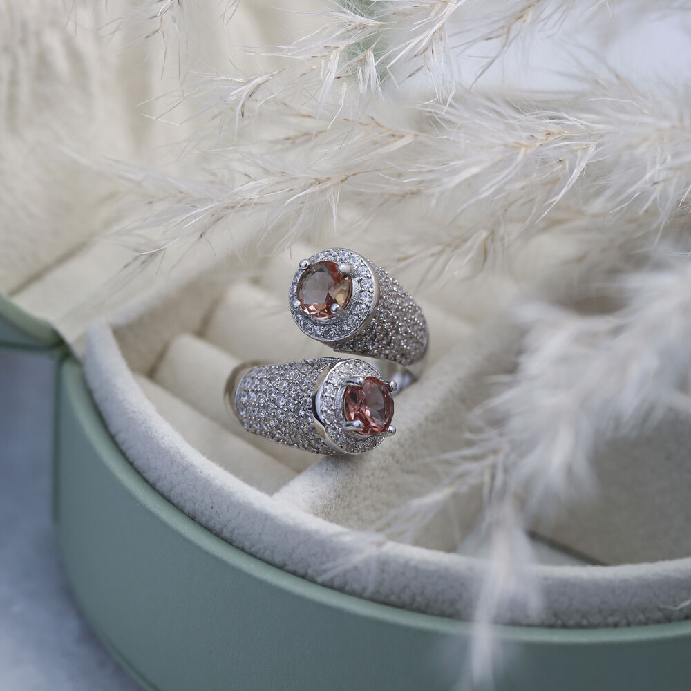 Zultanite CZ Round Stony Cluster Wholesale Adjustable Silver Ring