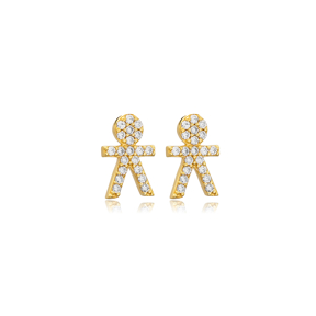 Boy Design Cute Cz Silver Jewelry Stud Earring Jewelry