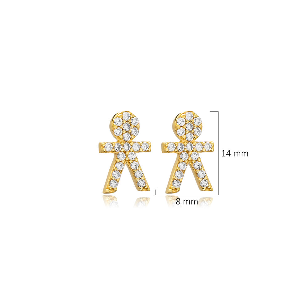 Boy Design Cute Cz Silver Jewelry Stud Earring Jewelry