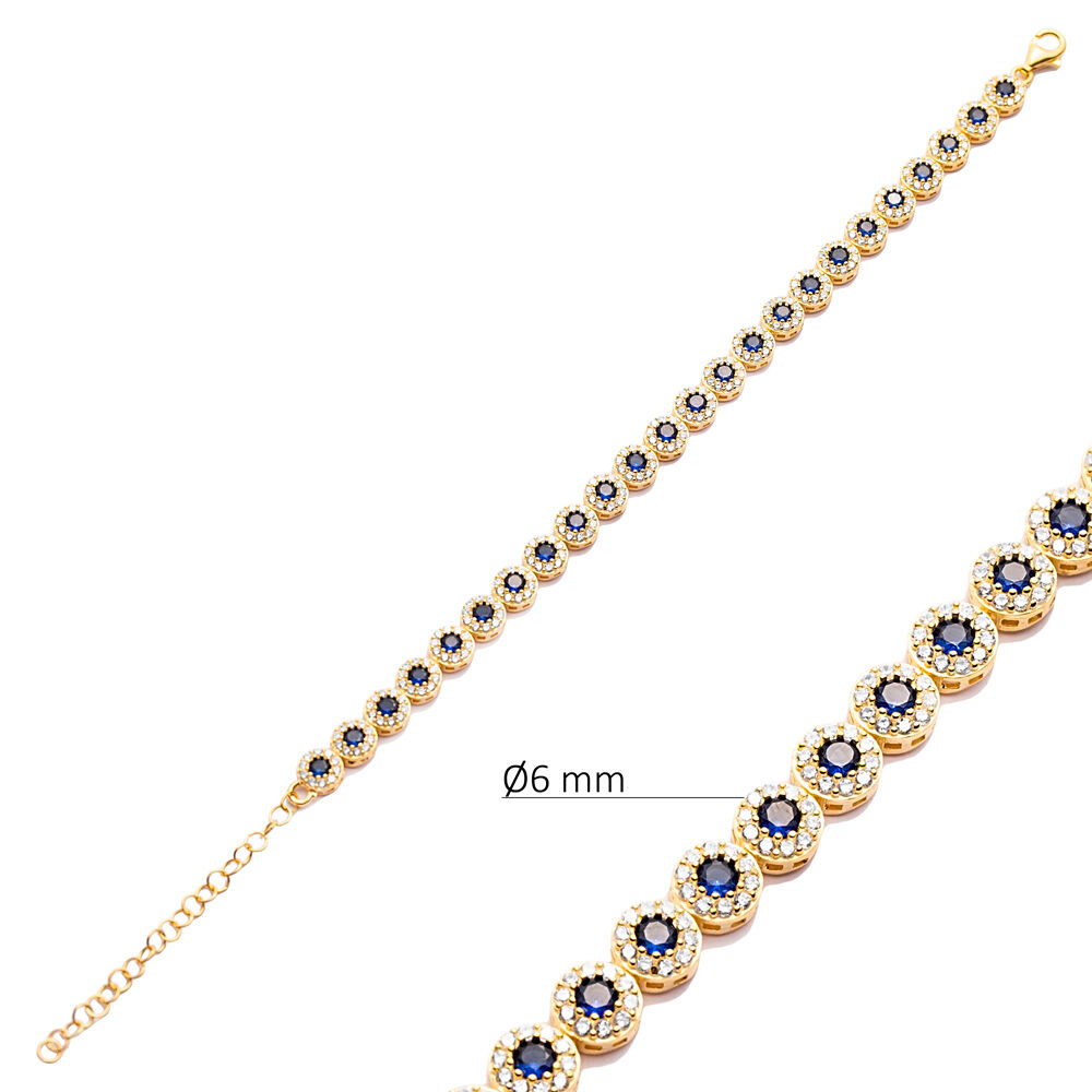 Ø6 mm Round Sapphire CZ Wholesale 925 Silver Tennis Bracelet