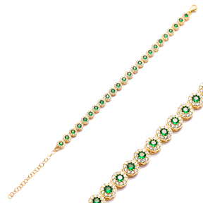 Ø6 mm Round Emerald CZ Wholesale 925 Silver Tennis Bracelet