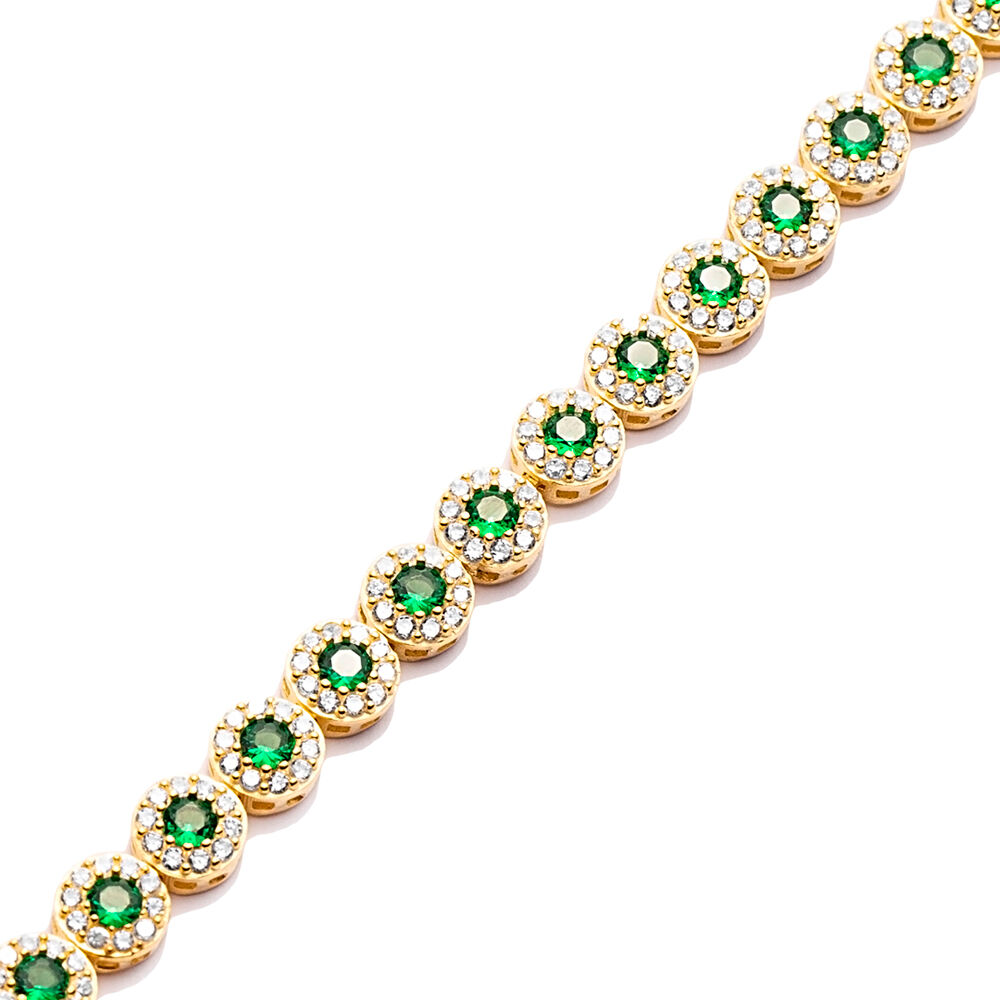 Ø6 mm Round Emerald CZ Wholesale 925 Silver Tennis Bracelet