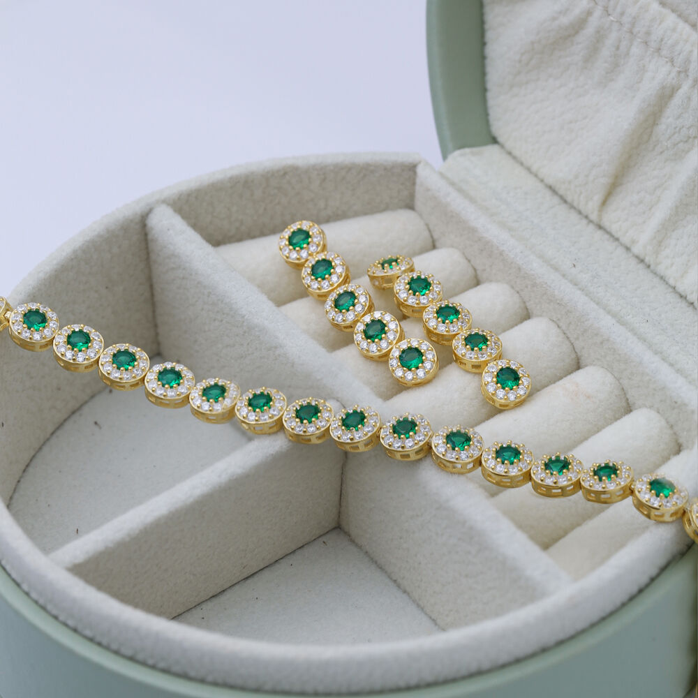 Ø6 mm Round Emerald CZ Wholesale 925 Silver Tennis Bracelet