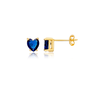 Sapphire CZ Heart Design Wholesale 925 Silver Stud Earrings