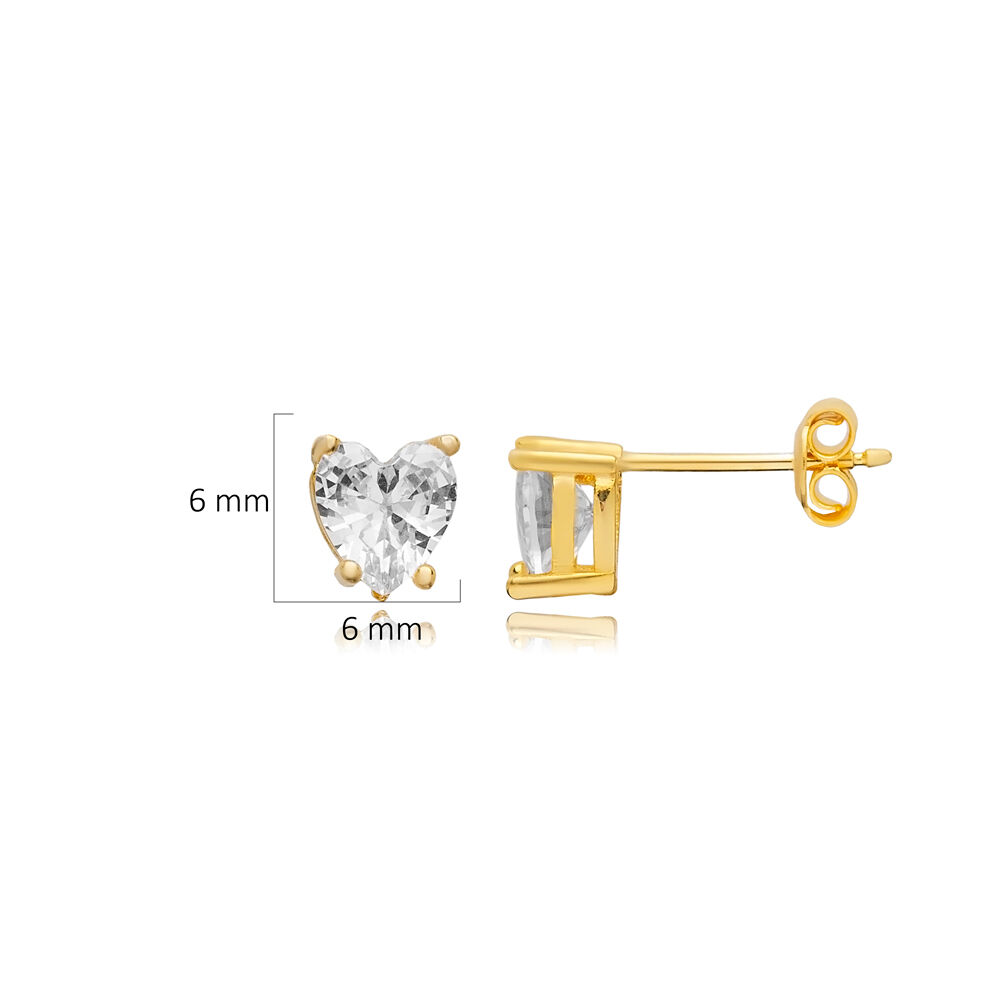 Heart Design CZ Stone Wholesale 925 Silver Stud Earrings