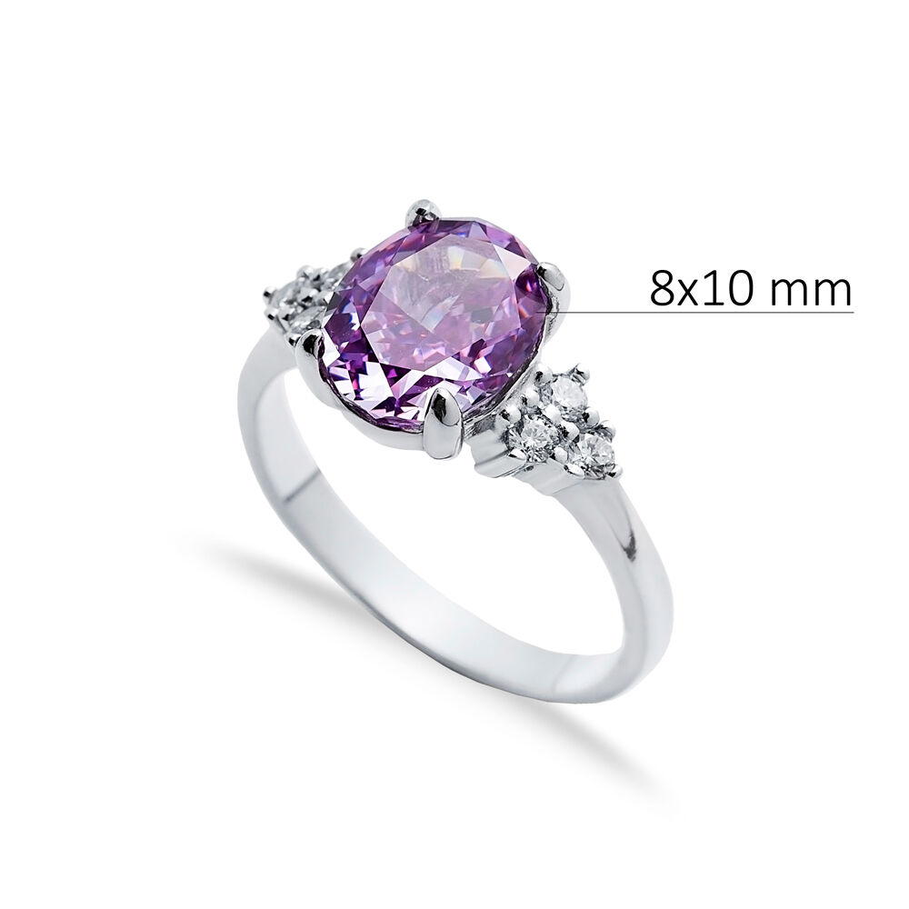 Amethyst CZ Stone Oval Design Cluster Zircon Ring Jewelry