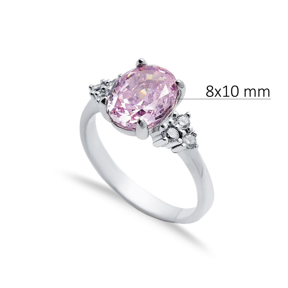 Light Pink CZ Stone Oval Design Cluster Zircon Ring Jewelry