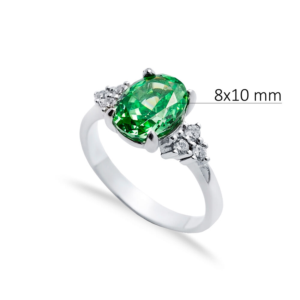 Emerald CZ Stone Oval Design Cluster Zircon Ring Jewelry