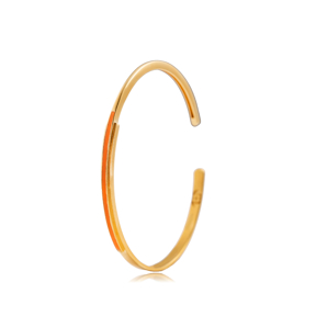 Orange Enamel Dainty Design Sterling Silver Bangle Jewelry