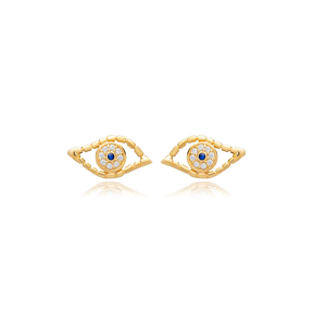 Evil Eye Design Handmade Wholesale 925 Sterling Silver Stud Earring