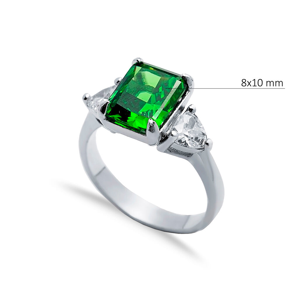 Emerald CZ Stone Baguette Design Cluster Zircon Ring Jewelry