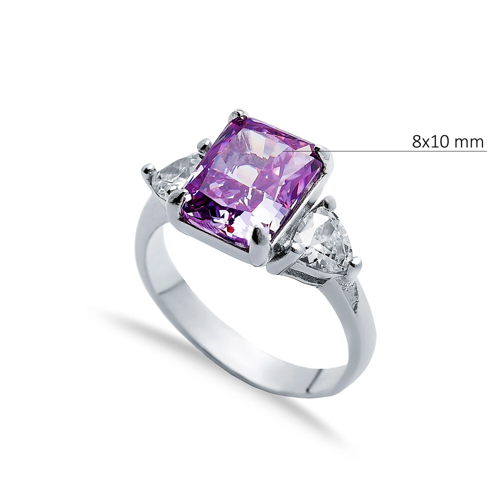 Amethyst CZ Stone Baguette Design Cluster Zircon Ring Jewelry