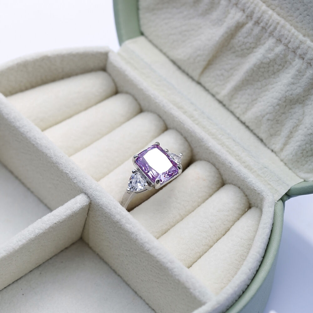 Amethyst CZ Stone Baguette Design Cluster Zircon Ring Jewelry