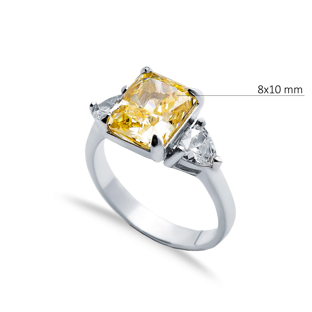 Citrine CZ Stone Baguette Design Cluster Zircon Ring Jewelry