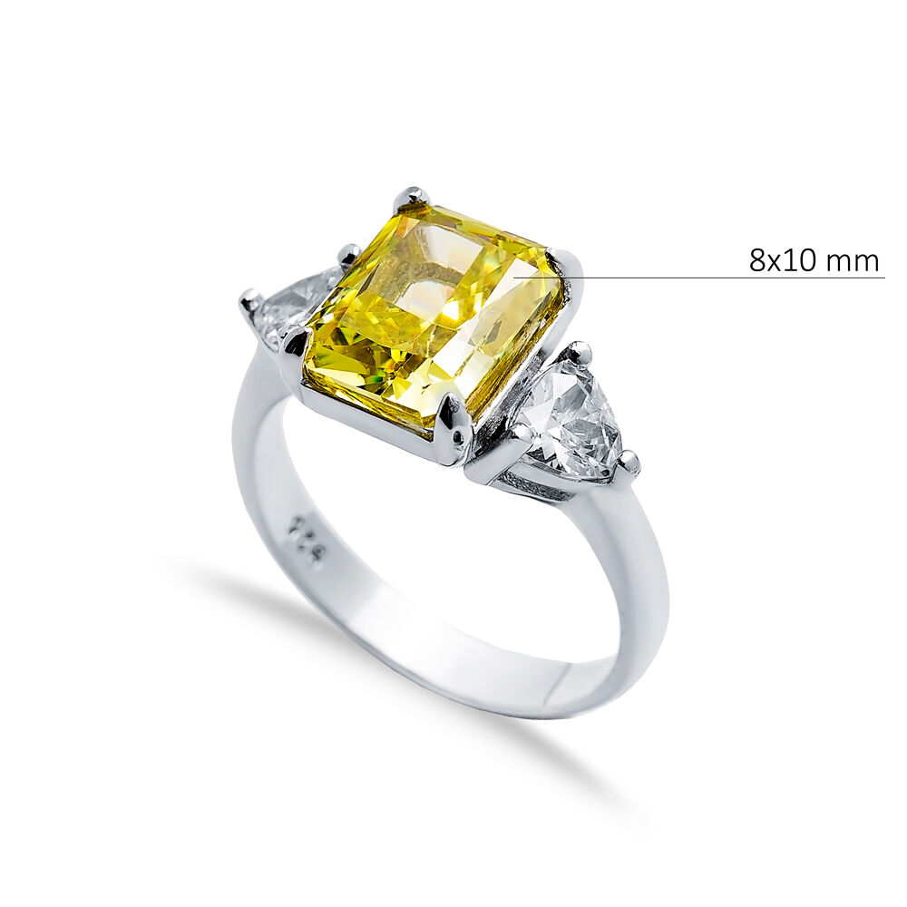 Baguette Design Citrine CZ Stone Cluster Zircon Ring Jewellery