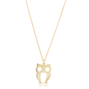 Owl Design Trendy Plain Sterling Silver Necklace Pendant