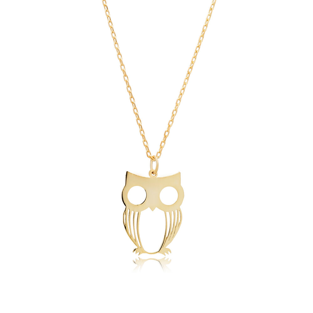 Owl Design Trendy Plain Sterling Silver Necklace Pendant