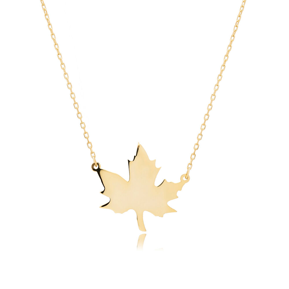 Leaf Design Plain 925 Sterling Silver Pendant Necklace