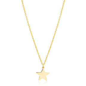 Star Design Plain Sterling Silver Necklace Pendant Jewelry