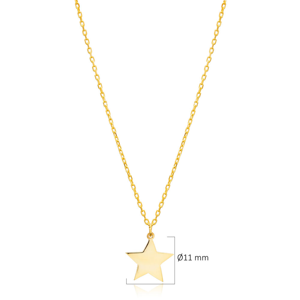 Star Design Plain Sterling Silver Necklace Pendant Jewelry