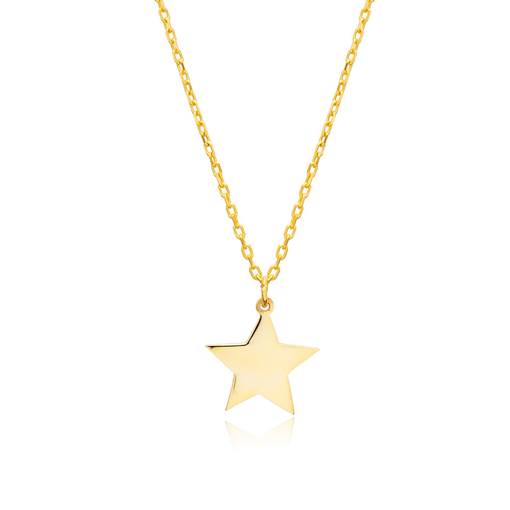 Star Design Plain Sterling Silver Necklace Pendant Jewelry