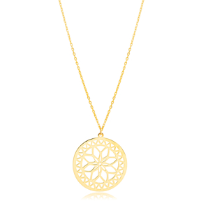 Flower of Life Design Plain Wholesale Silver Necklace Jewelry