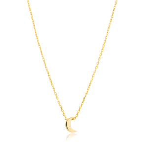 Tiny Moon Design Plain Wholesale Silver Necklace Jewelry