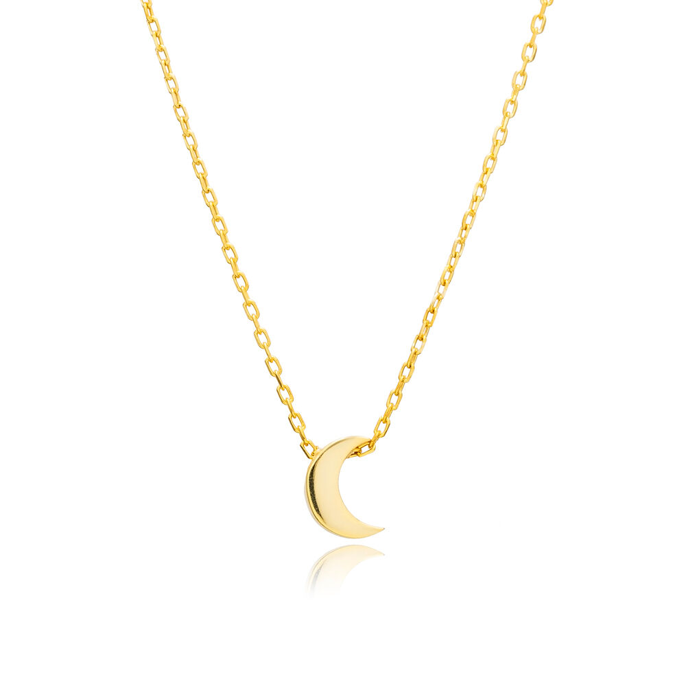 Tiny Moon Design Plain Wholesale Silver Necklace Jewelry