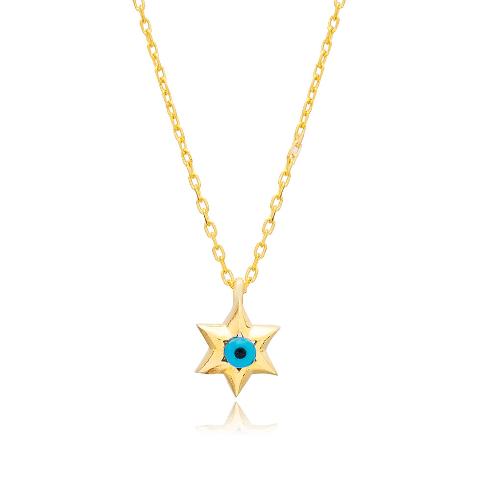 Star Design with Evil Eye Turkish Silver Charm Necklace Pendant