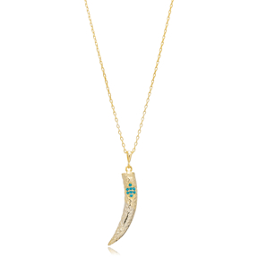 Ivory Design Turquoise CZ Sterling Silver Charm Necklace