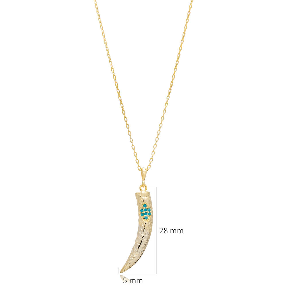 Ivory Design Turquoise CZ Sterling Silver Charm Necklace