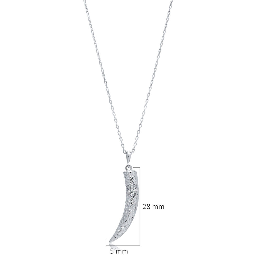 Ivory Design Clear CZ Sterling Silver Charm Necklace Pendant